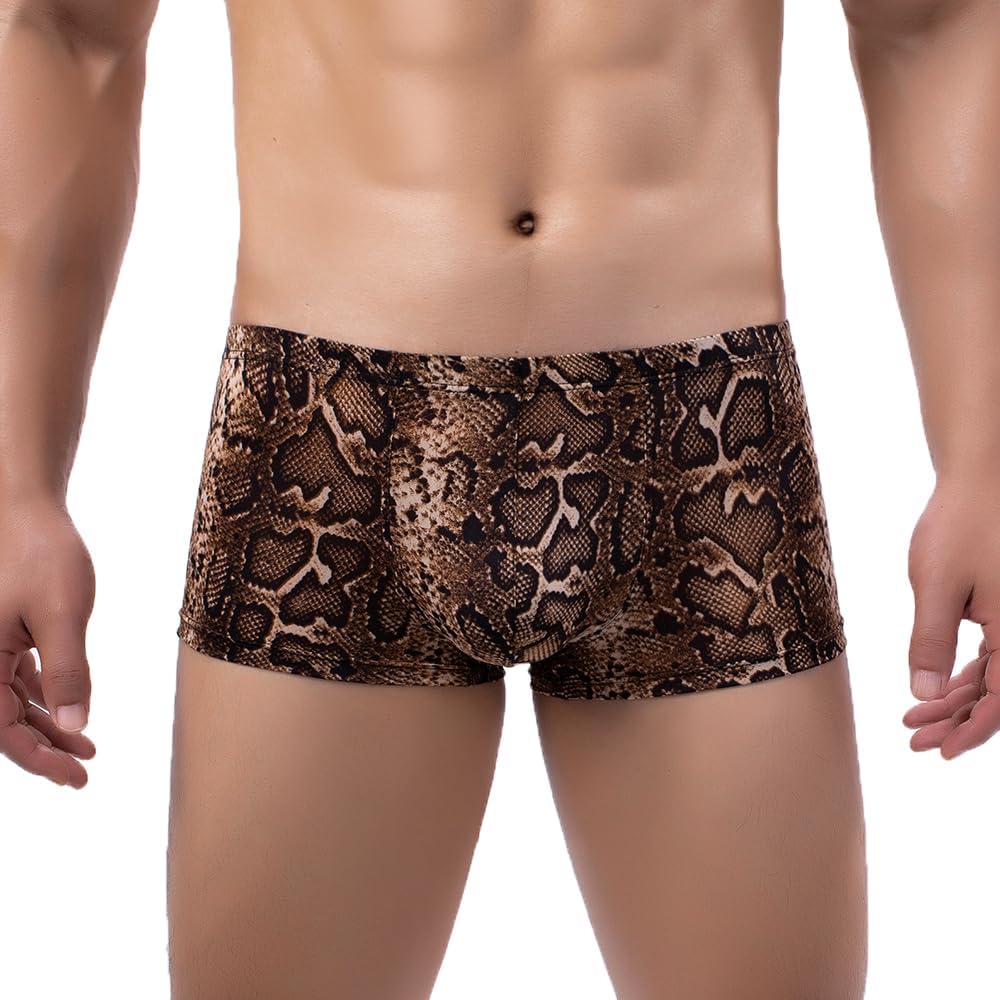 3 Pack Men Leopard Print Boxer Briefs Low Rise Stretch Breathable Trunks Underwear - Image 4