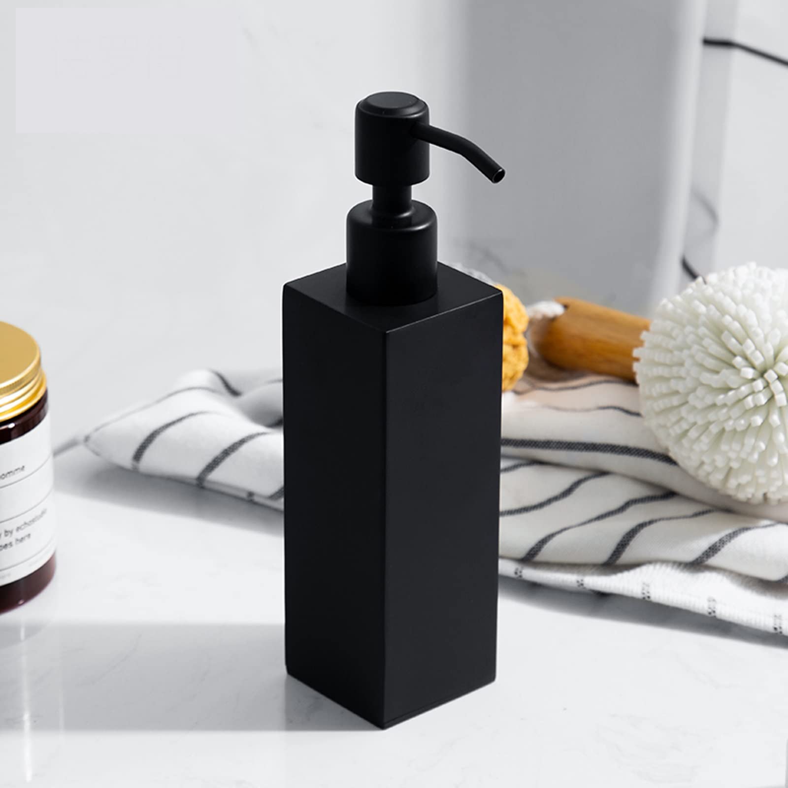 Dispensador de jabón líquido para baño, de Acero Inoxidable, para encimera, con Acabado níquel Cepillado, para Cocina y loción de Manos.