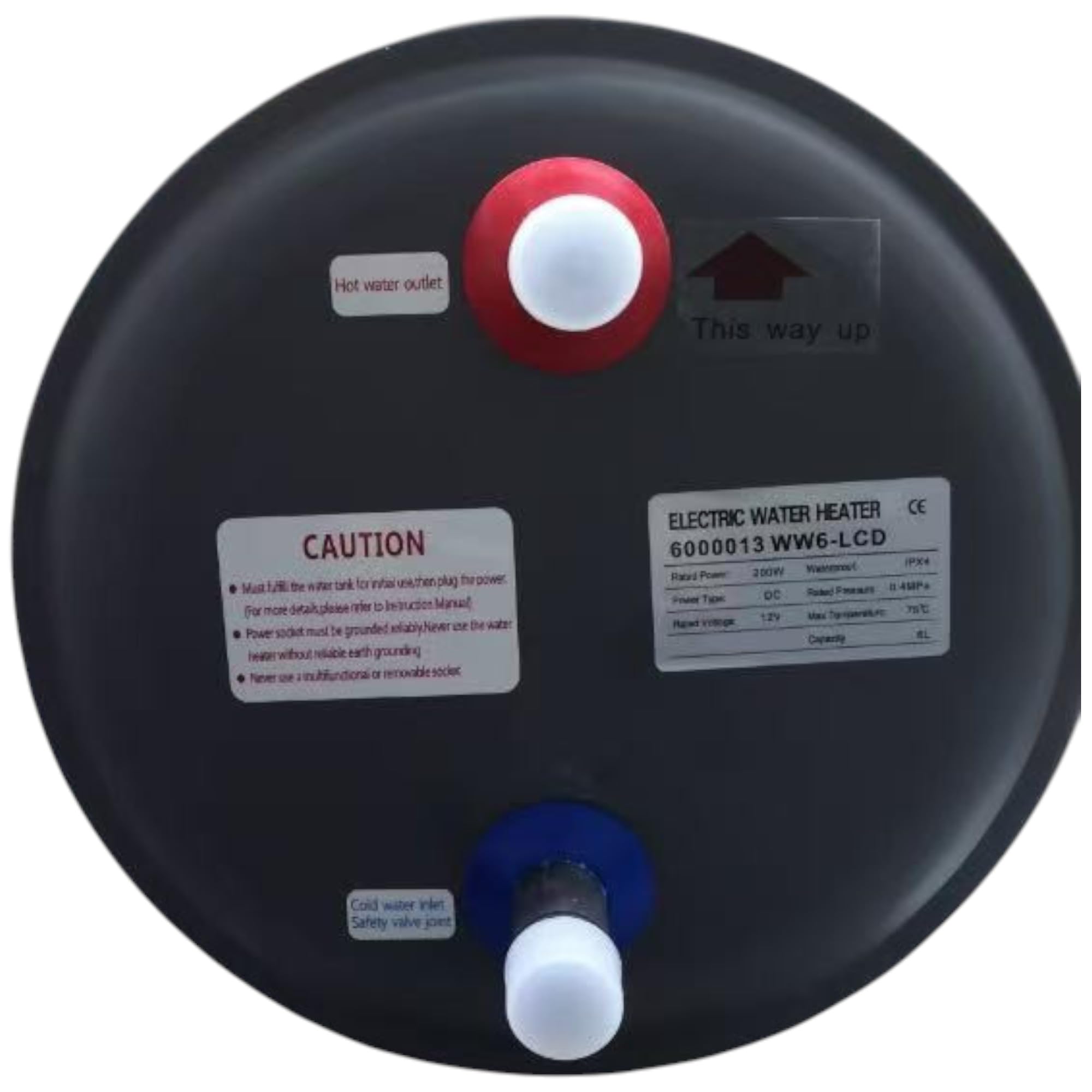 Swiss Outdoor S.O. Camper Boiler per acqua calda 6 litri 12V 200W con display LCD, elemento di controllo, boiler per roulotte e camper, fornitura idrica, scaldabagno, boiler per acqua calda