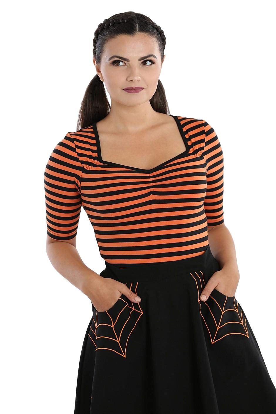 Hell Bunny Unisex Black-Orange Warlock Top M