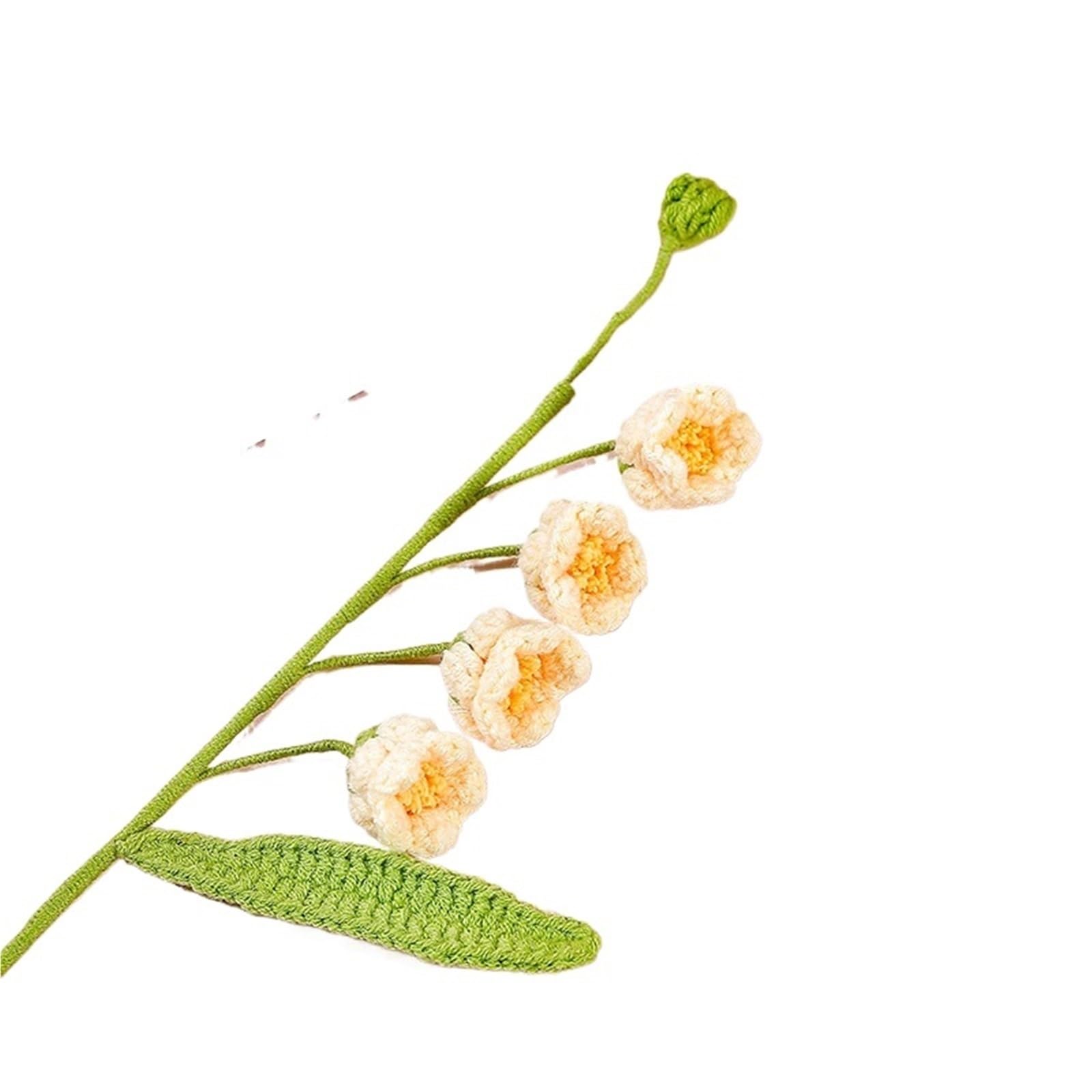 EXKURPOO crochet plant Puff Bell Orchid Crochet Flowers Creative Bouquet Flower Knitted Desktop Decor for home