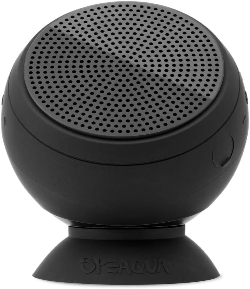Flash Deals - 50% OFF Speaqua - Waterproof, Floatable, Loud, Bluetooth Speaker - Dual Pairing for Surround Sound - Removable Suction - Barnacle Vibe 2.0 (Manta Ray Black)