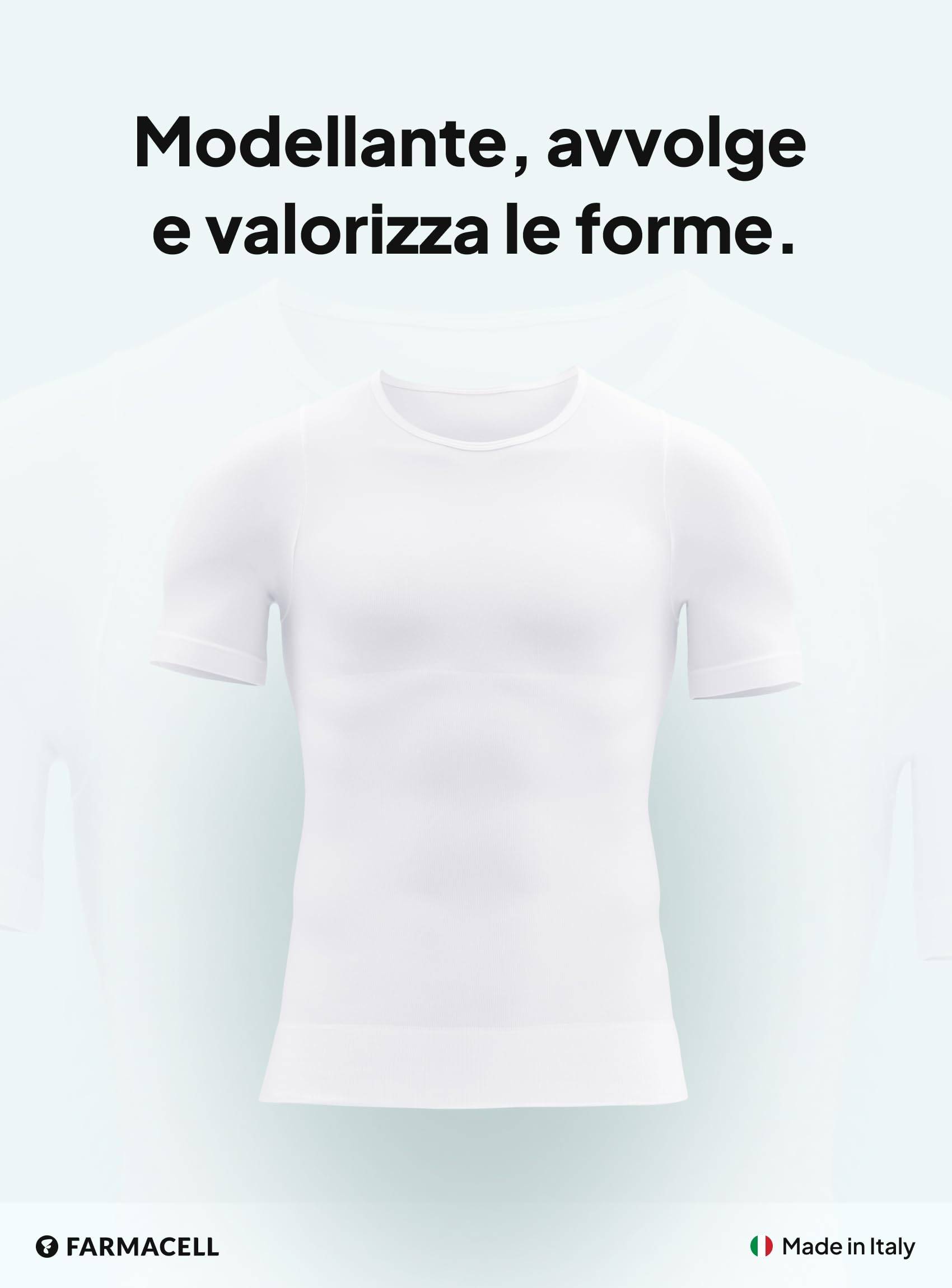 FarmaCell T-Shirt Uomo Contenitiva in Cotone, Maglietta Compressione, Effetto Pancia Piatta, Made in Italy, 419