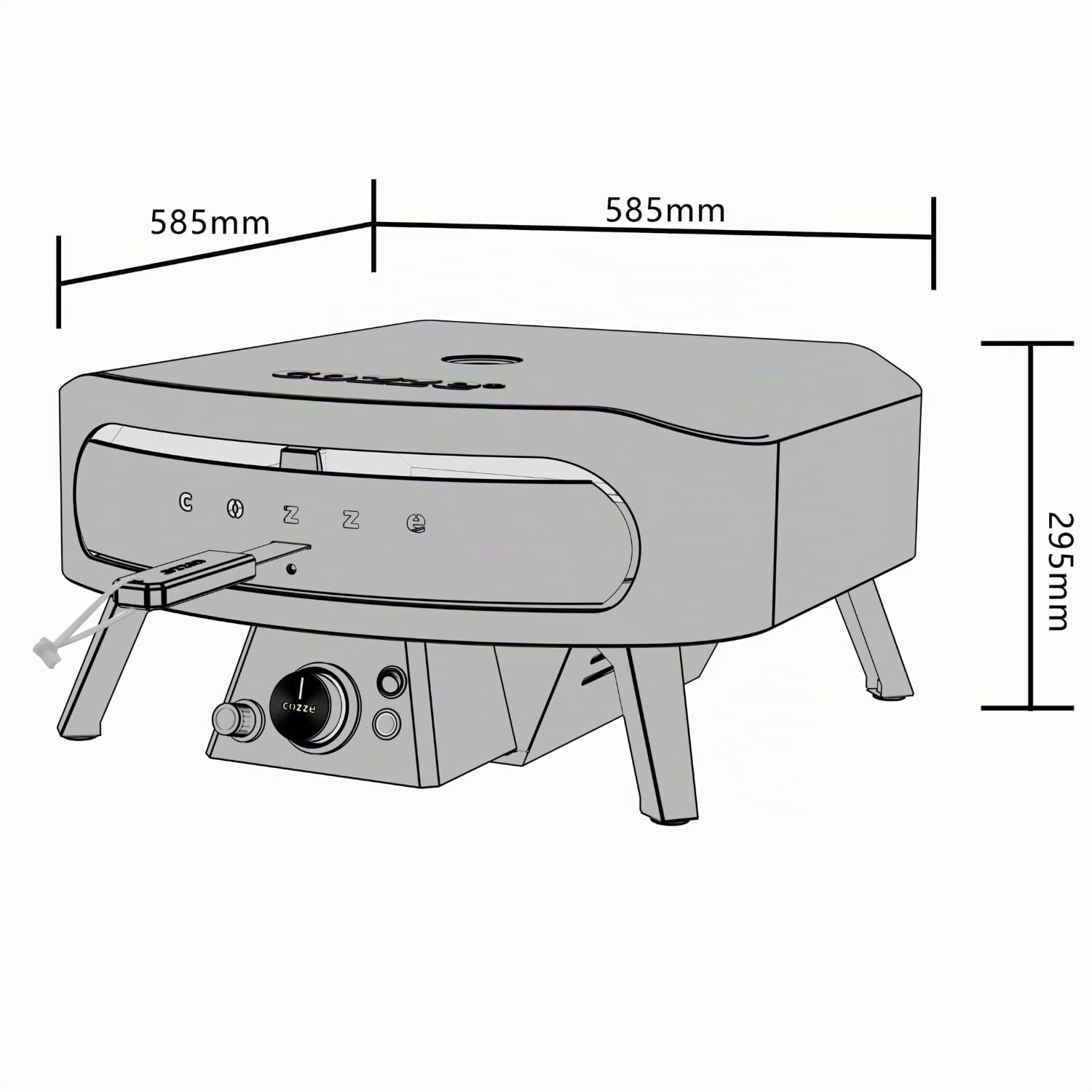 cozze Pizzaofen, Gas, Rotationsstein, 43 cm, Schwarz, Ø 43 cm, Pizzaofen für den Außenbereich, 600 °C – Kochen in 2 Minuten