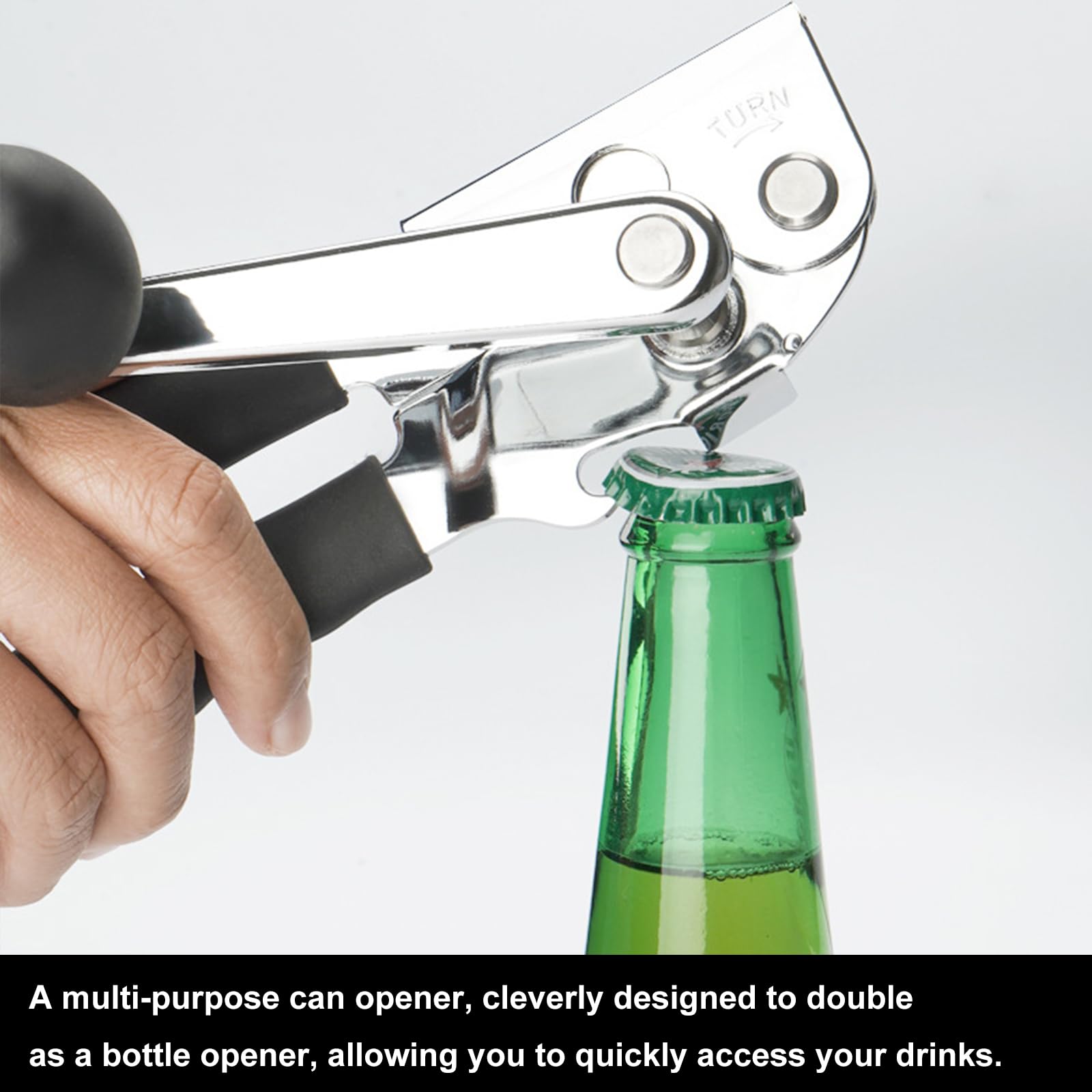Abrelatas comercial  - Abrelatas manual profesional resistente, asas ergonómicas extendidas y diseño de borde liso, herramienta de mano sin esfuerzo para latas grandes, cocinas, personas 5