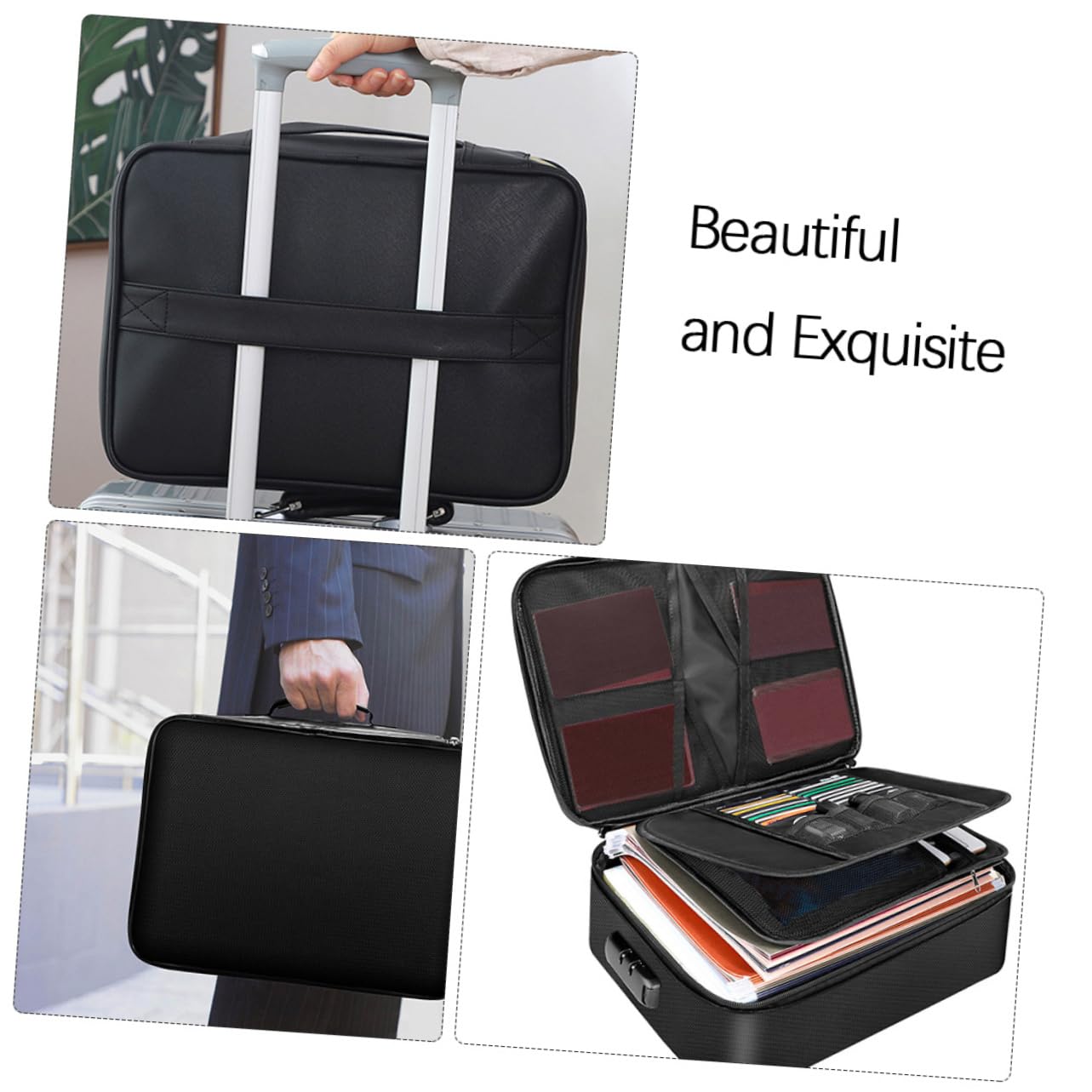 GALPADA Borsa Porta Documenti Ignifuga e Fibra di Silicone Zip, Grande Capacità, Portatile per Ufficio e Casa