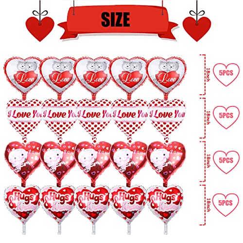 20 Pcs I Love You Balloons Heart Balloons Mylar 18 Inches Valentines Day Balloons For Romantic Decorations Sweetest Day Special Night Party Supplies #TOP1