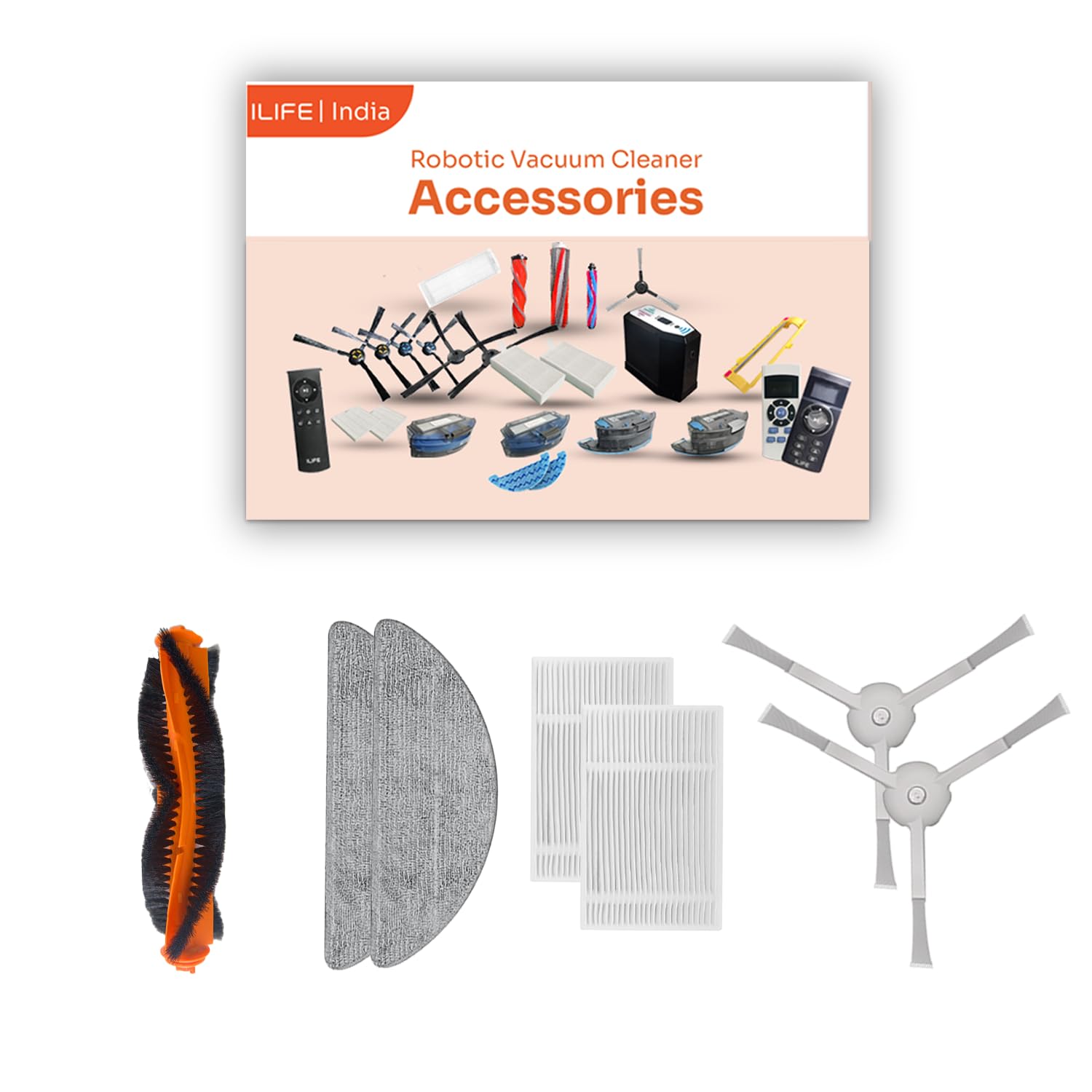 ILIFE V20 Robot Vacuum Cleaner Original Accessories Combo Set with HEPA Filter x2, Side Brush x2, Mopping Cloth x2, Roller Brush x1-image-24
