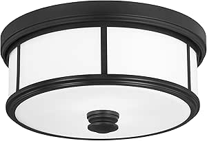 Minka Lavery 4365-66A Harbour Point Flush Mount, 2-Light, 120 Total Watts, 13.5-in H x 6.5-in W, Coal Black