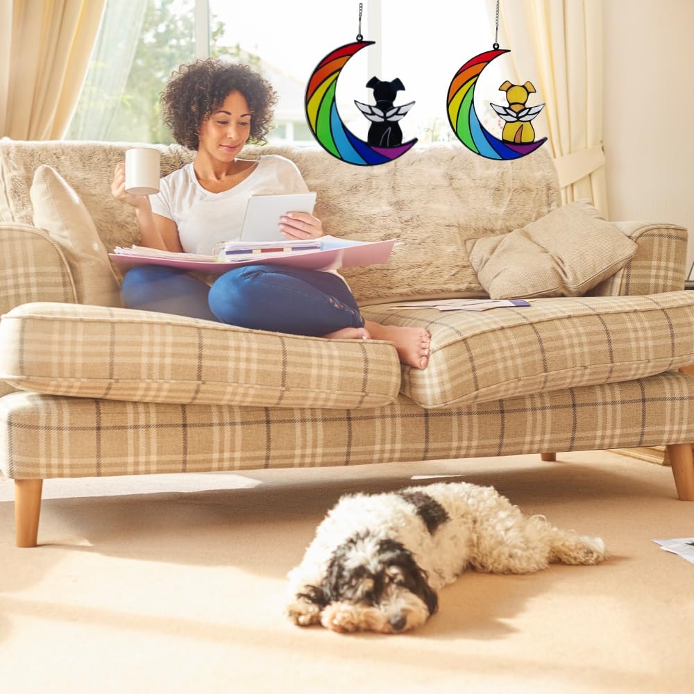 Weishenghuo Dog Memorial Gifts for Loss of Dog,Dog Memorial Sun Catcher, Pet Loss Sympathy Gift,Dog Death Sympathy Gifts,Rainbow Bridge Dog Memorial Gifts,Pet Memorial Gifts for Dogs Loss of Dog