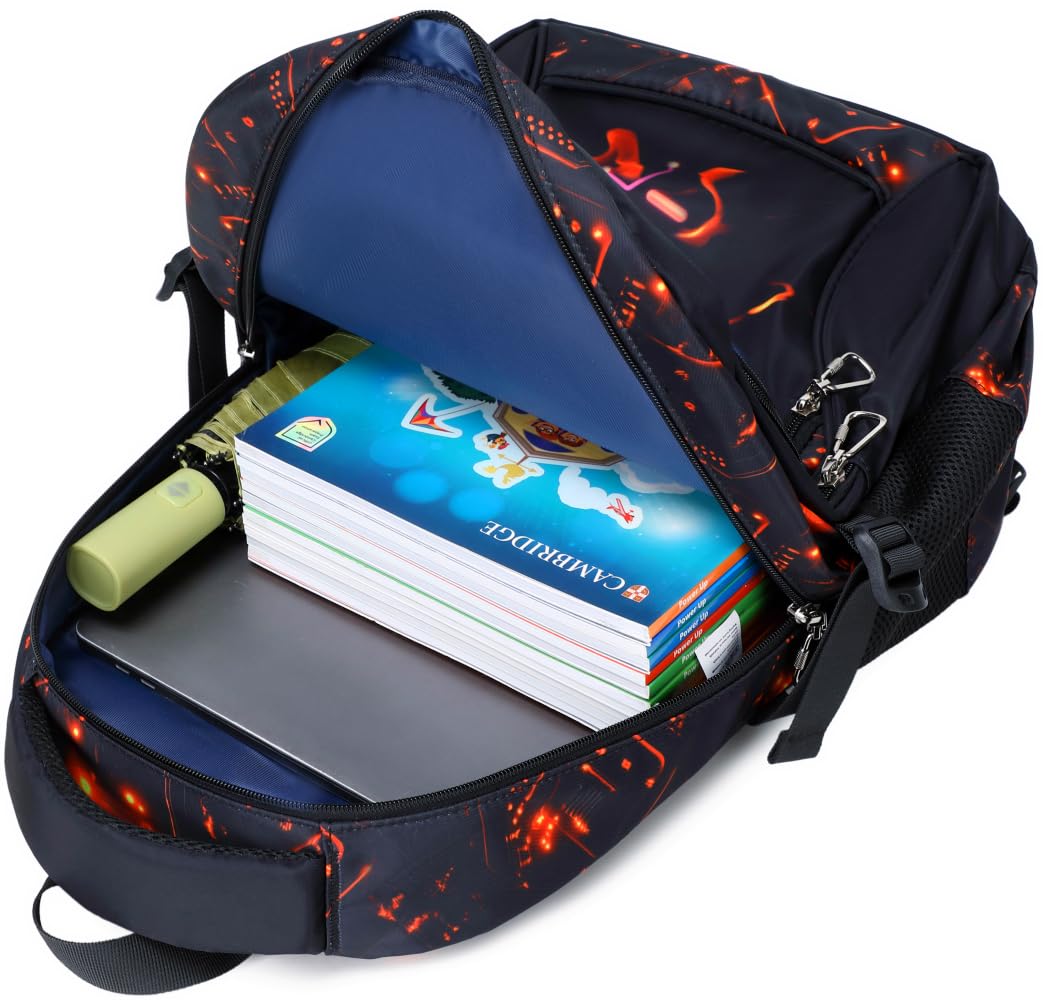 Schulrucksack Jungen Teenager Rucksäcke Kinder Schulranzen Grundschule Mittel Buchtasche Große Wasserfest 18 Zoll Mittagstasche 3 Pcs