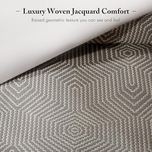 Image of Madison Park Signature Cozy Comforter Set - All Season Bedding Combo | Filled Insert and Removable Duvet Cover, Shams, Decorative Pillows, Queen (92 in x 96 in), Geometric Grey 8 Piece