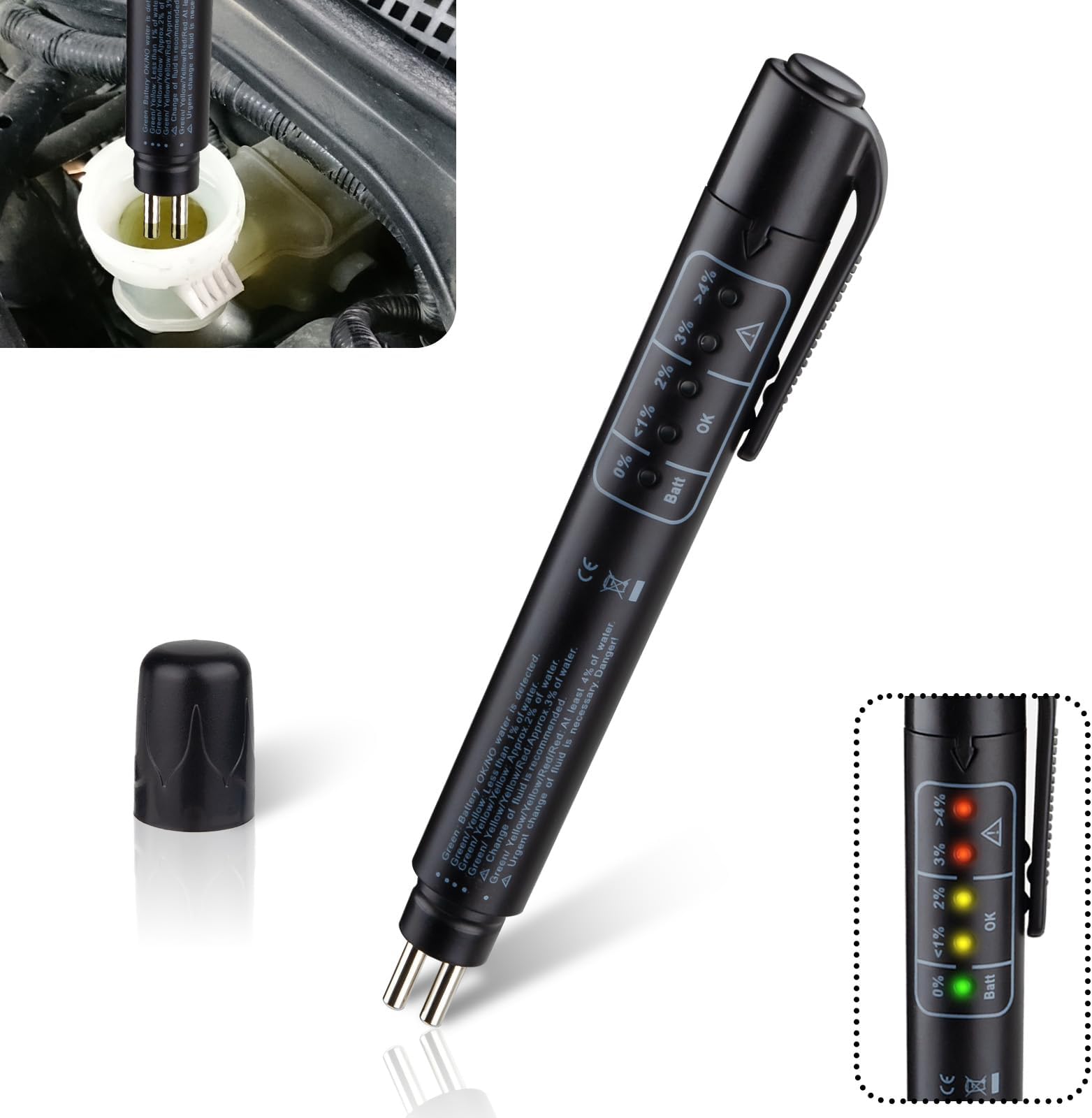 Car Brake Fluid Tester Pen,Multi-Functional Brake Fluid Moisture Tester For DOT3