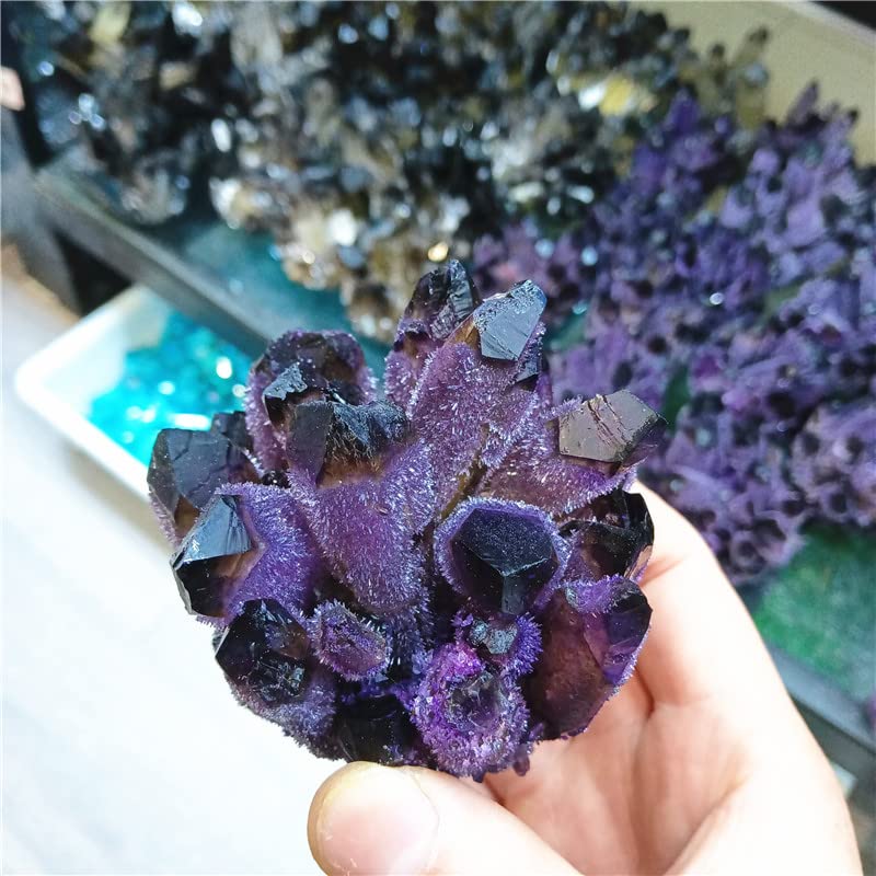 Améthyste jaune naturelle HUNTVE : géode et amas de quartz vert clair unique - 4