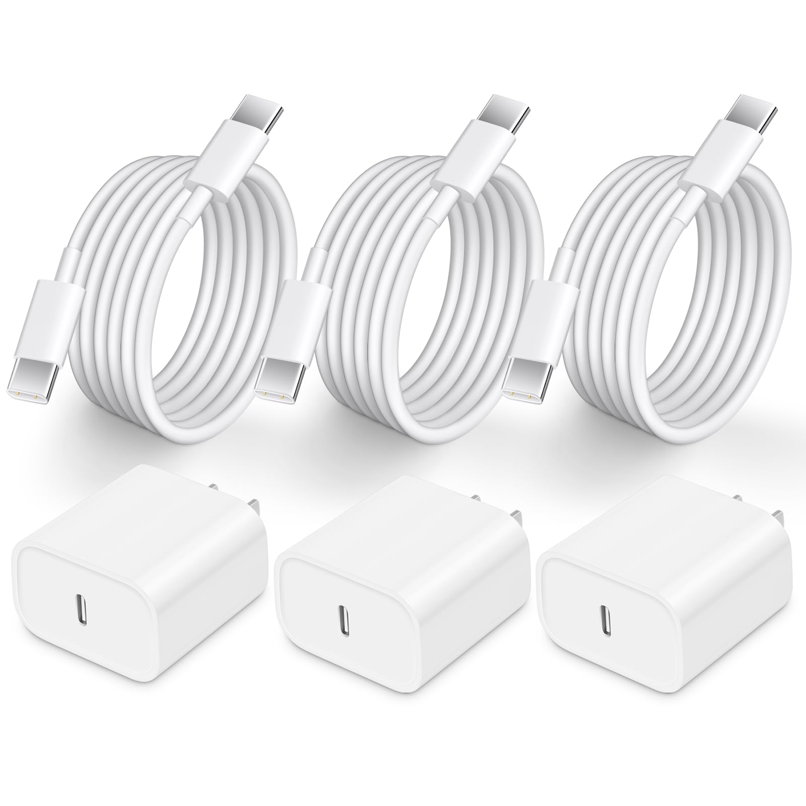 i Phone 15 Fast Charger, 3-PACK 20W USB C Charger Block i Pad Pro Charger with 6FT Type C to Type C Charging Cord for i Phone 15/15 Pro Max/15 Pro/15 Plus/i Pad Pro, and More?White