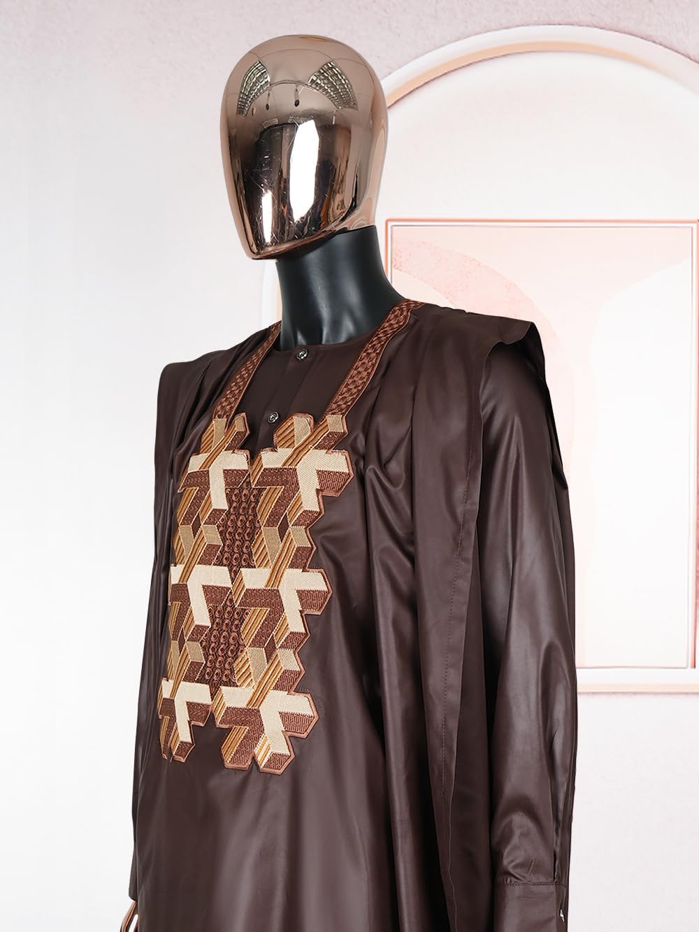 HD African Mens Clothing Traditional Wedding Attire Embroidery Agbada Boubou Caftan Nigerian Male Clothes Set - Image 2