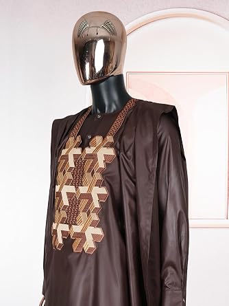 HD African Mens Clothing Traditional Wedding Attire Embroidery Agbada Boubou Caftan Nigerian Male Clothes Set