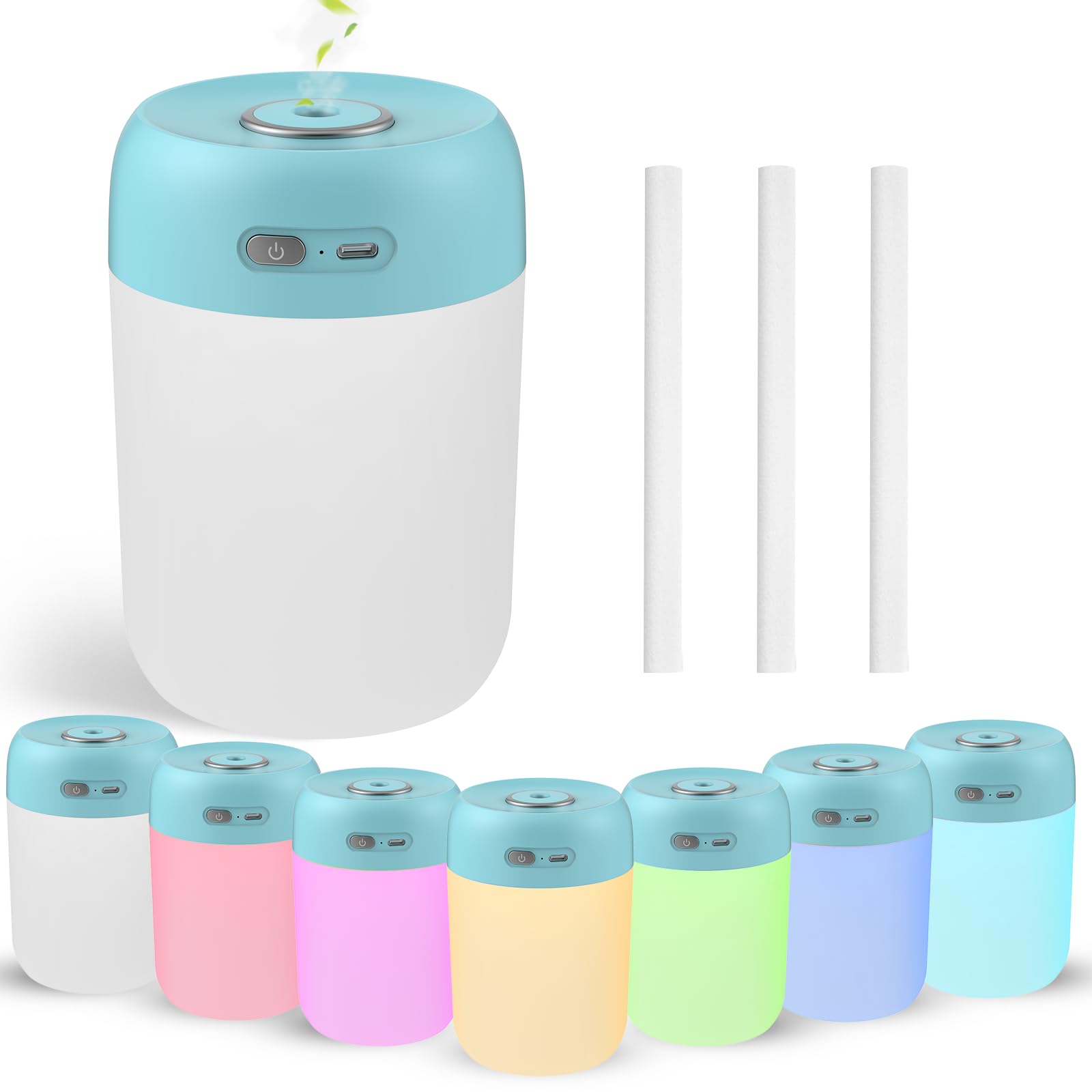 Portable Small Humidifier, 650ml Plant Humidifier, Blue