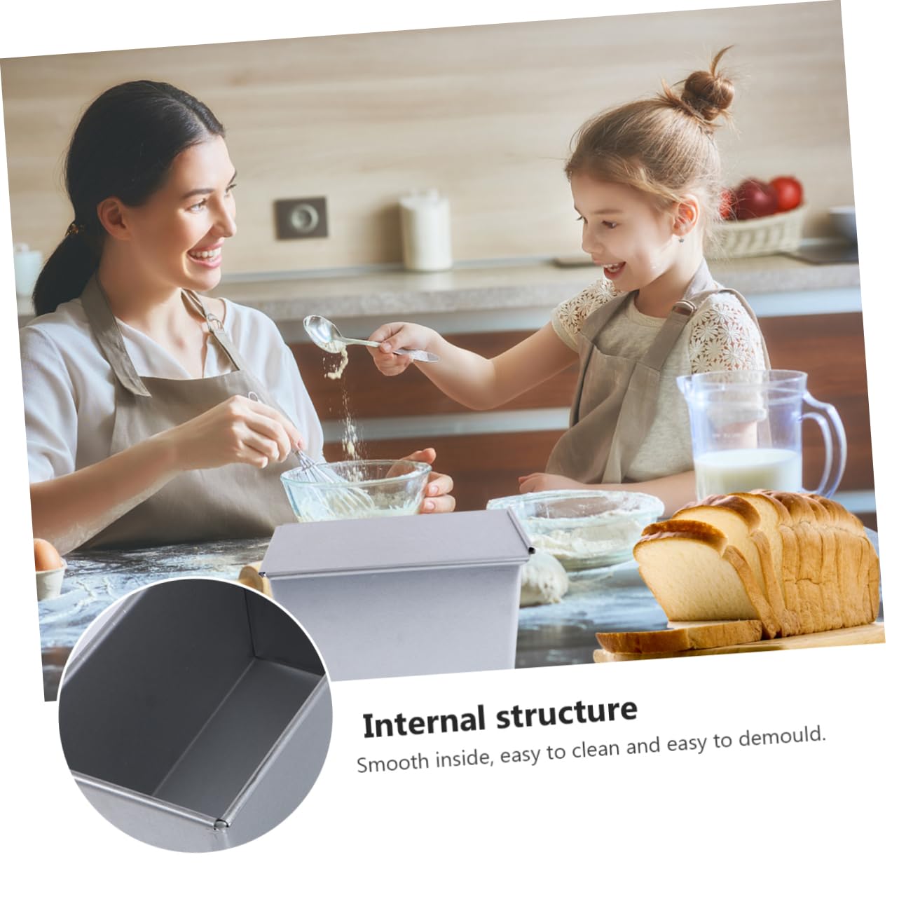 Rechteckige Toastform mit Deckel aus Aluminiumlegierung, Silber