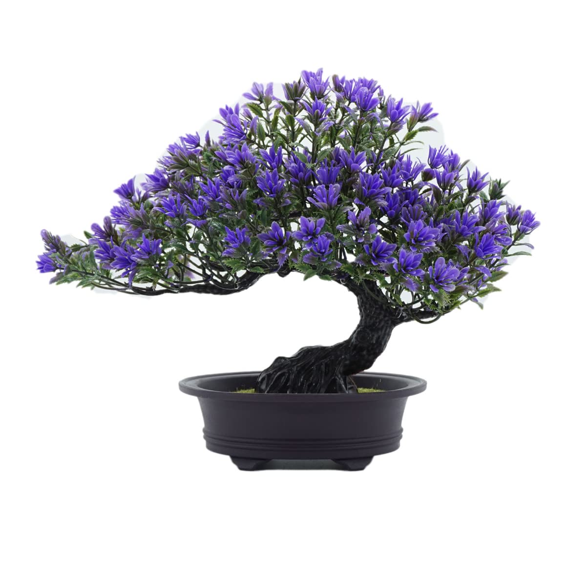 Artificial Potted Plants Fake Plant Faux Bonsai Tree Plastic Plants Simulation Fake Tree Greenery in Pots for Indoor Home Bathroom Kitchen Office Desk Garden Decoration,9.4H,Purple