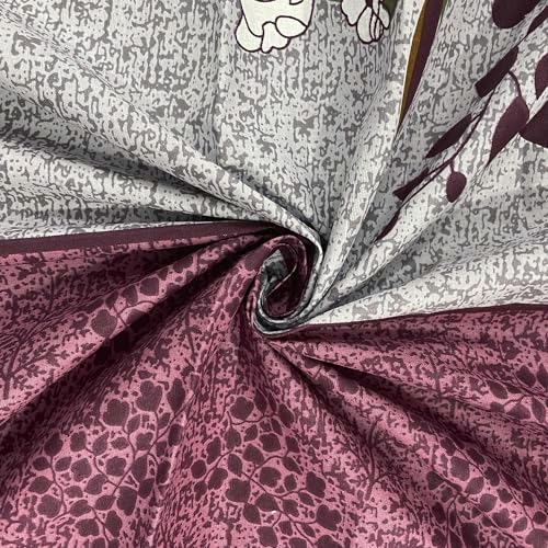 Image of Swayam Veda Collection Superior Comfort Pure Cotton 160TC Floral Print King Bedsheet with 2 Pillow Covers - Grey