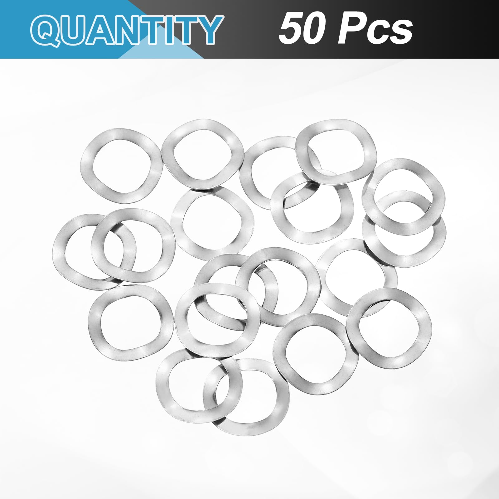 QUARKZMAN Rondella A Molla Onda, 50Pezzi 12mm x 18mm x 0.3mm (ODxIDxT) - Rondella Curva Acciaio Inox 304 Per Vite, Rondelle Onda Guarnizioni Per Macchinari (Argento)