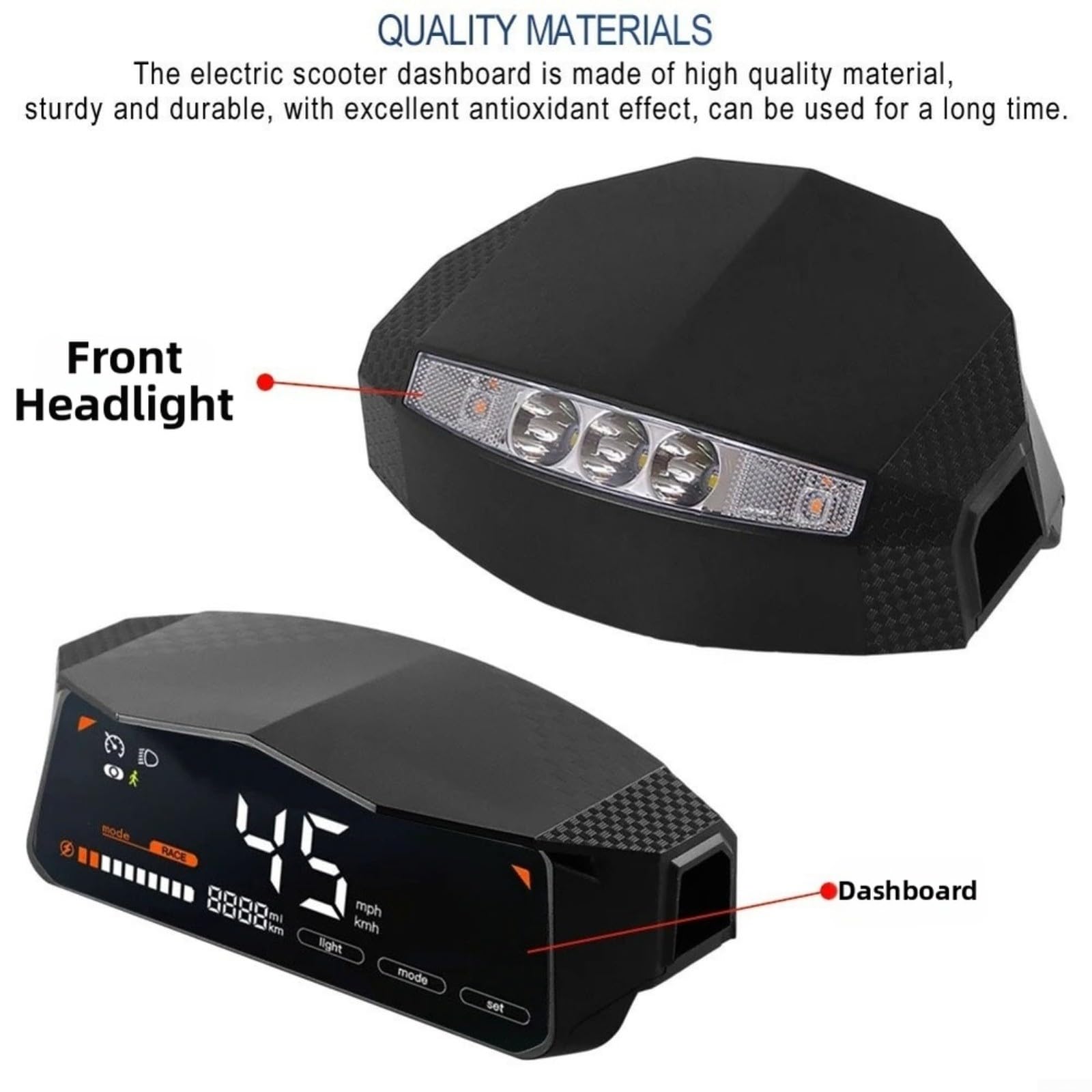 RichVibe Écran d'affichage LED pour scooter électrique Kukirin G2 G3 G4 avec phare intégré, écran LCD résistant, noir