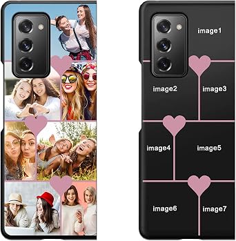 Custom Phone Case for Samsung Galaxy Z Fold 2, Personalized Multi-Picture Collage Photo Phone Cases,Customized Phone Cover for Birthday Xmas Valentines Friends Her and Him, Black Case