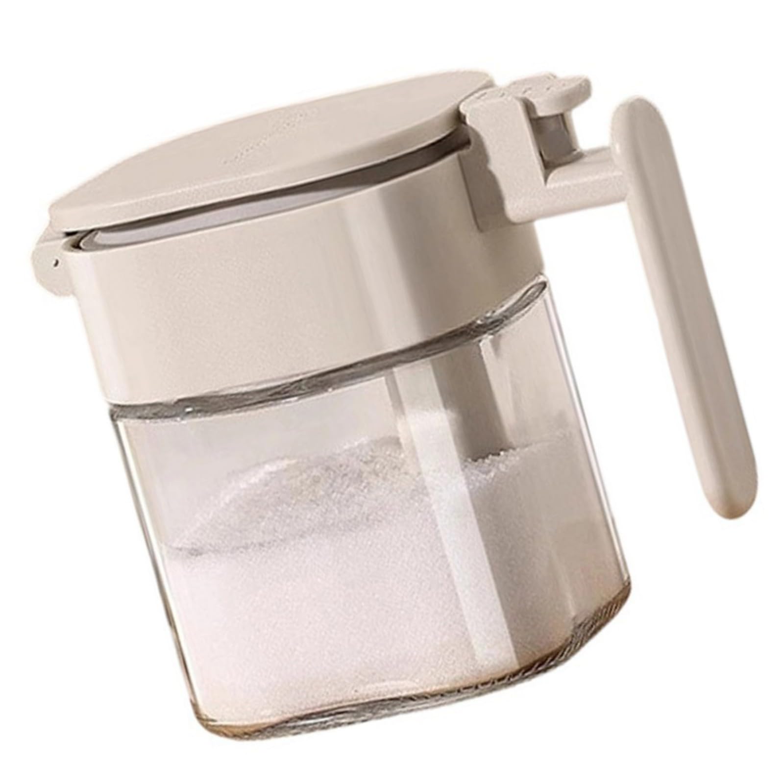 Asukohu Premium Glass Condiment Jar with Detachable Spoon and Sealed Lid Clear Seasoning Container for Salt Pepper Sugar Box Glass Seasoning Jar