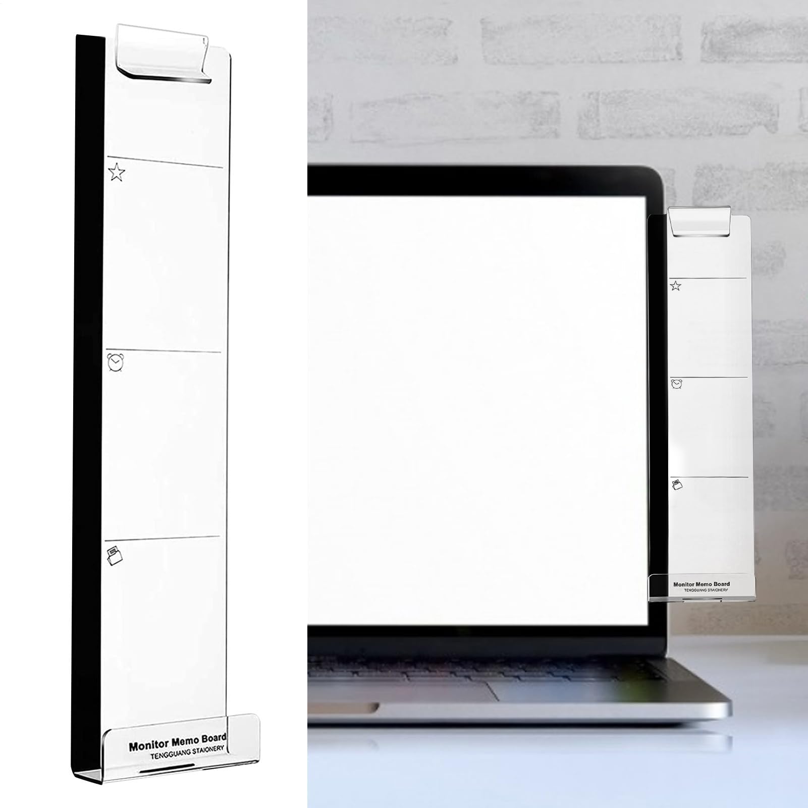 Portanotas adhesivo para pantalla de computadora acrílico transparente accesorio escritorio PC portátil