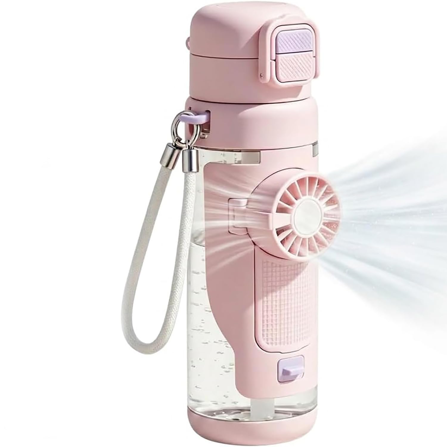 Borraccia 2 in 1 con ventola pieghevole integrata, 690 ml, portatile, con ventola a 3 velocità, per viaggi, palestra, escursionismo e uso all'aperto