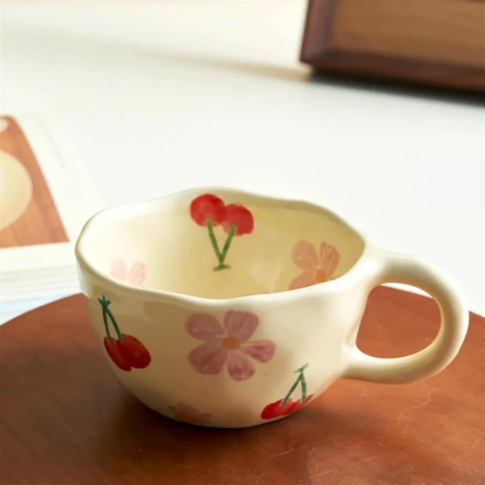Tazza in Ceramica, Bevanda per la Colazione con Fiocchi d'avena Irregolari, Realizzata a Mano