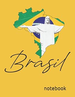Brazil Notebook: Brazil Art Cover, Wide Ruled Notebook Journal, 8.8 x 11in. 120 Pages