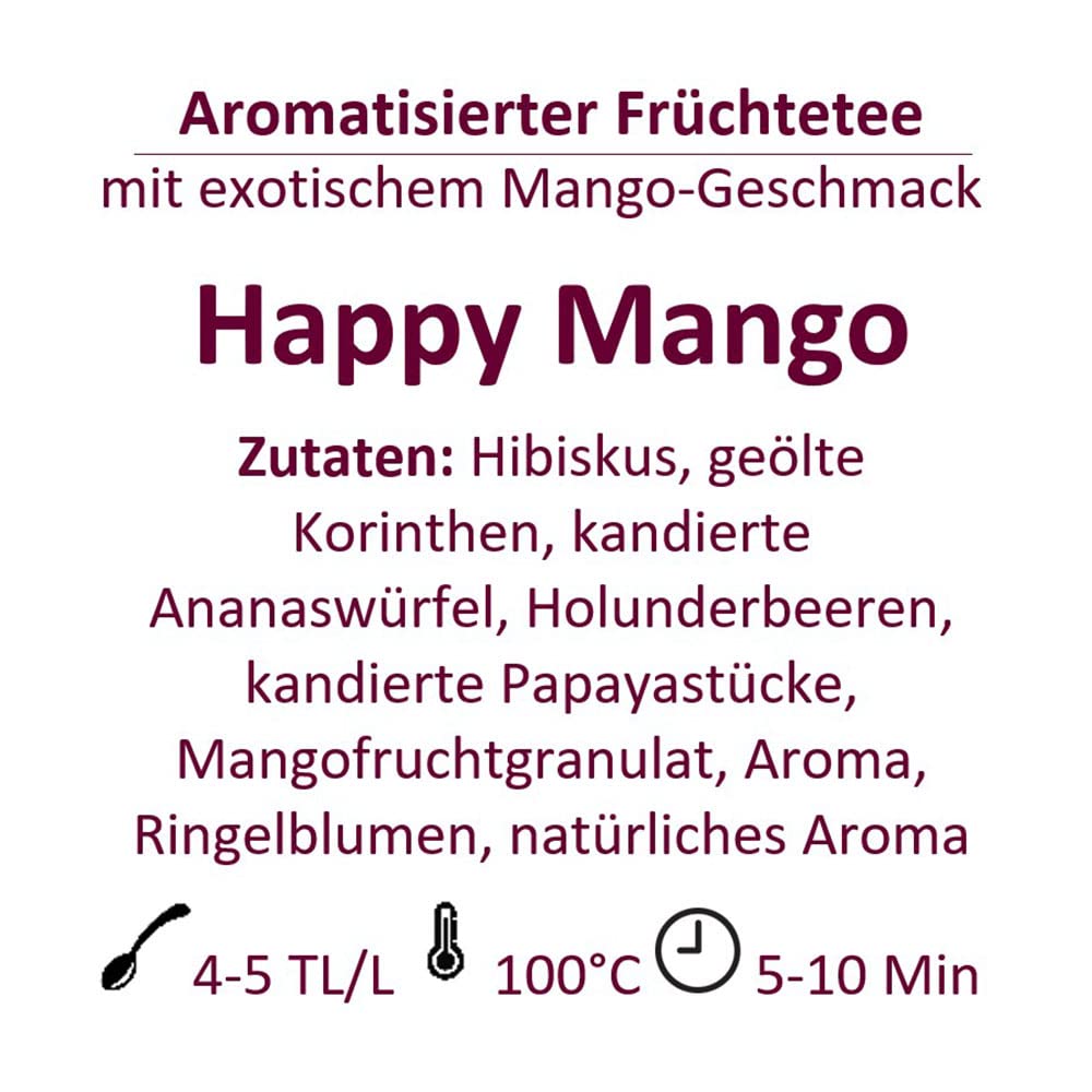 Tee-Express "Happy Mango" aromatisierte Früchteteemischung mit exotischem Mango-Geschmack - loser Tee (1000g)