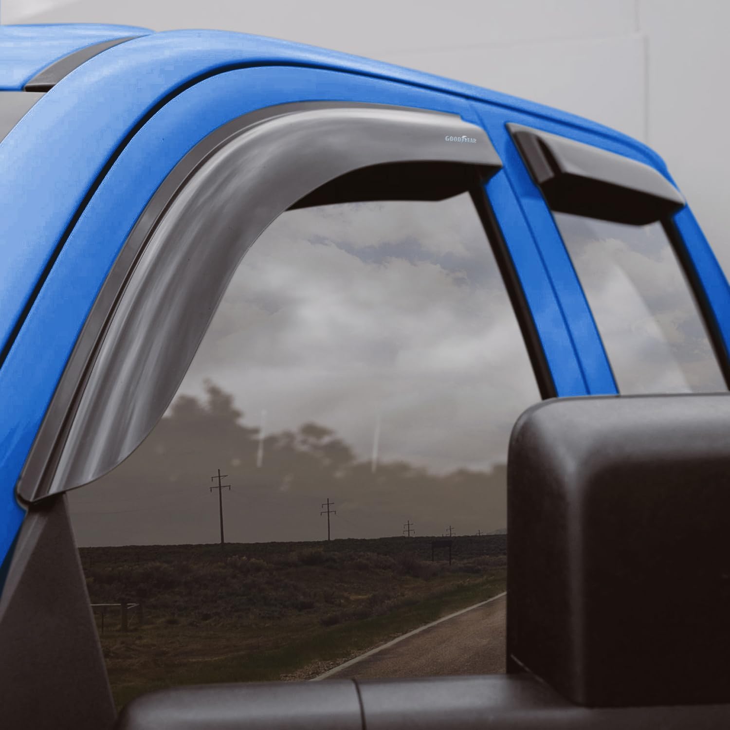 Goodyear Shatterproof Window Deflectors for Chevrolet (Chevy) Silverado/GMC Sierra 2014-2018 Double Cab, Vent Visor,Truck Accessories,Tape-on Rain Guards, Window Visors,Vent Deflector, 4pcs - GY003281