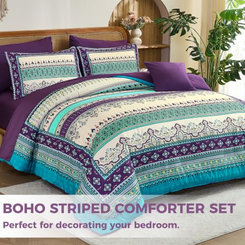 Image of Boho Comforter Set King Size,8 Pieces Paisley Border Bedding Set