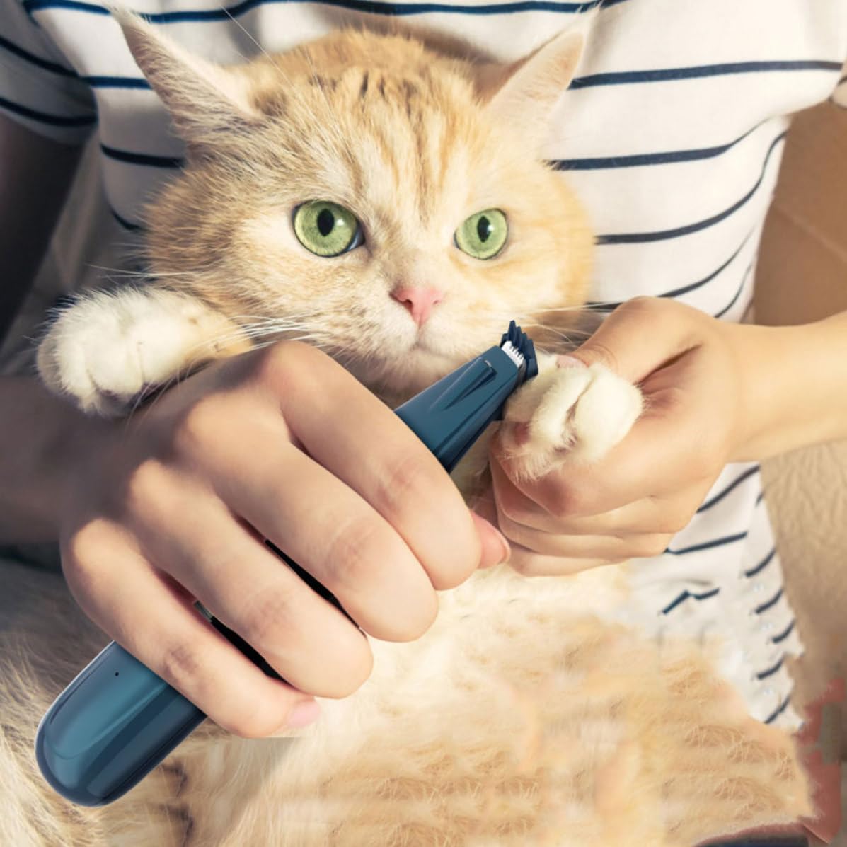 Happyyami Recortador de Pelo para Patas de Perros y Gatos Diseño Ruido y Material Abs Resistente, Herramienta Eléctrica Portátil para Peluquería Canina