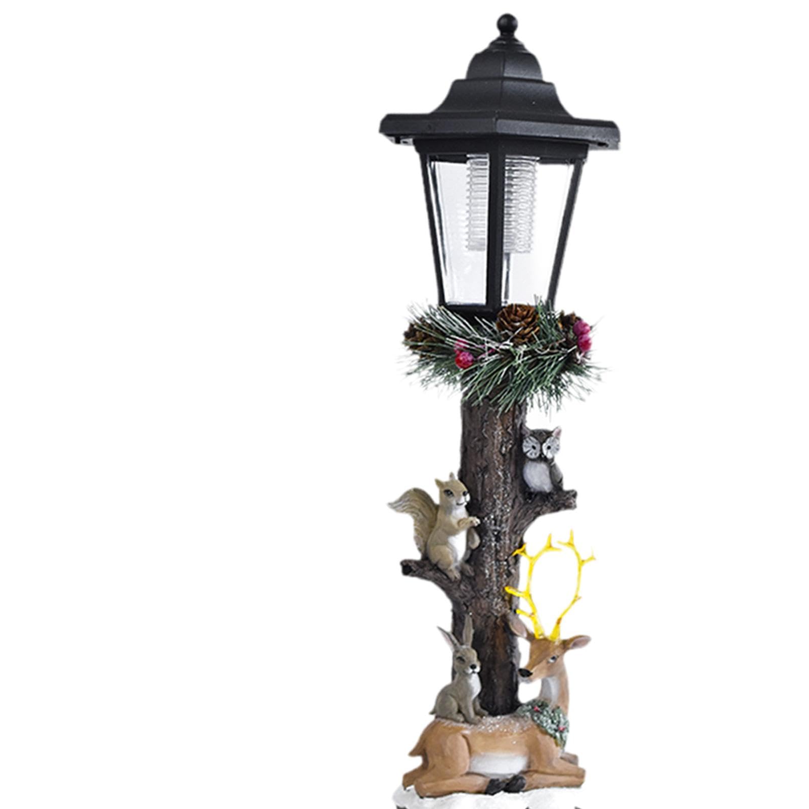 Estatua de Jardín, Escultura de Resina con Luz Solar para Exteriores, Adorno, Elegante Regalo de Inauguración de Casa, Lámpara de Paisaje para Jardín, Ciervo Y Conejo