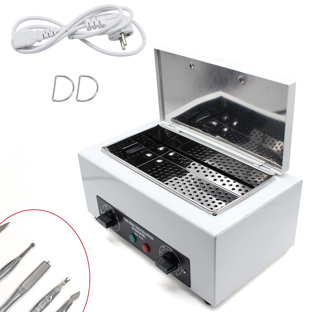 Sterilisator Für Instrumente 300W Heißluftsterilisator Einstellbar 50-220℃ Trockene Hitze Sterilisator Hochtemperatur Desinfektion für Kosmetik Nagel Fußpflege (1,5L)