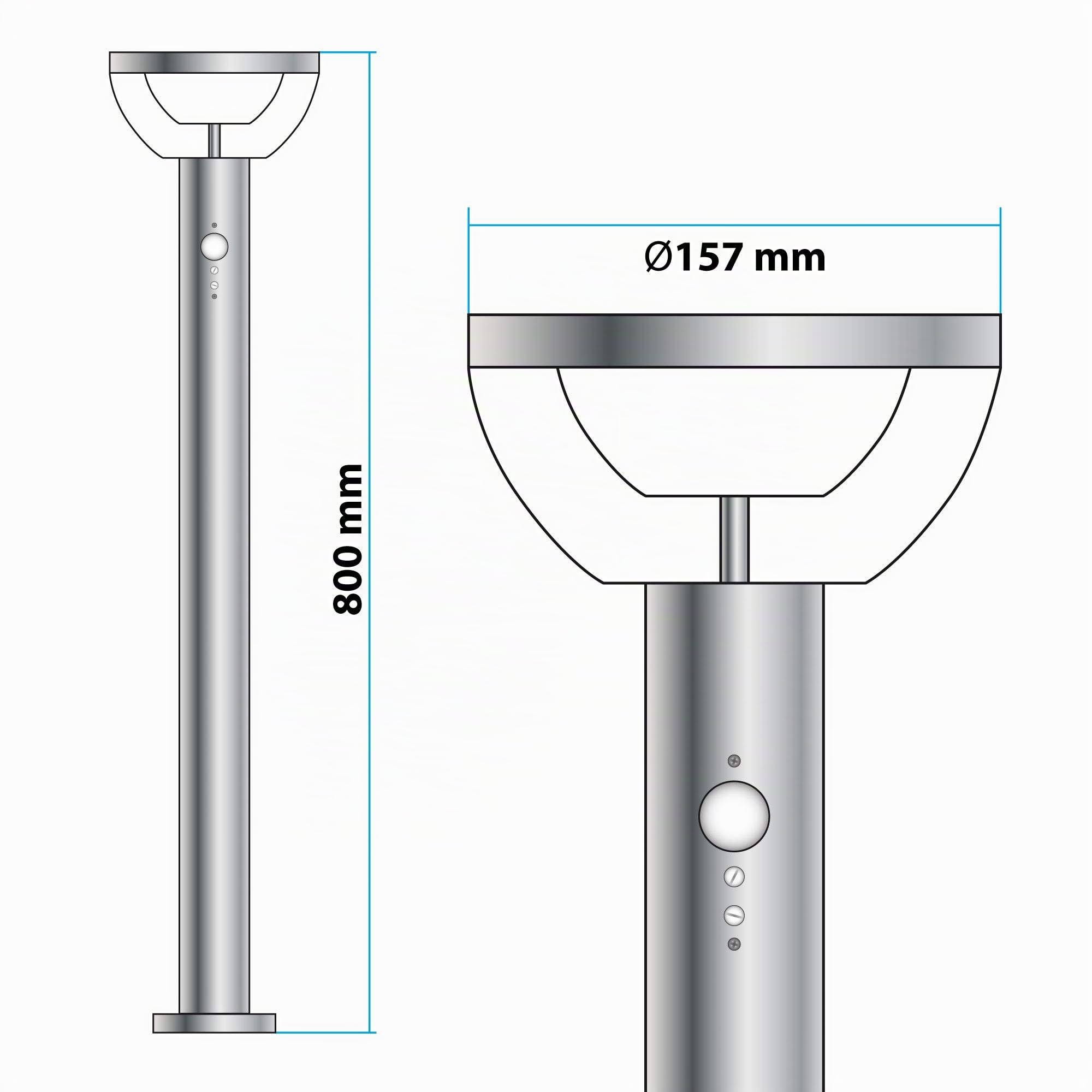 Maxkomfort LED Aussenleuchte mit Bewegungsmelder Standleuchte Gartenleuchte Wegeleuchte Lampe 9W Edelstahl 80cm modern IP54 309A1-800