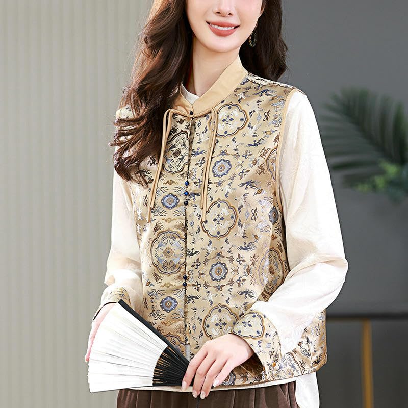 Chaleco chino de mujer para primavera chaqueta sin mangas elegante 4