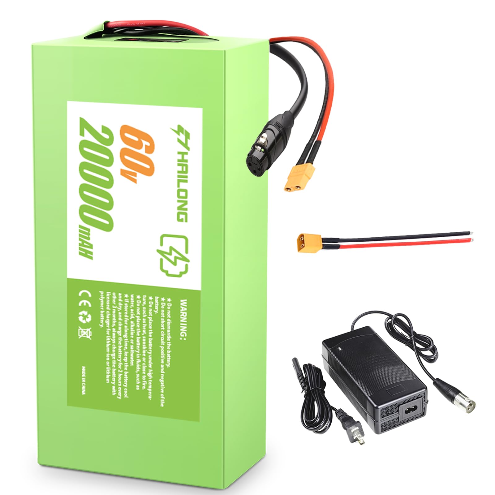 60V 20Ah Universal Power Pack Battery| 40A BMS & Waterproof PVC Case | XT60/T-Plug Ready | 200-1500W Systems Support|Fully Voltage 71.4V