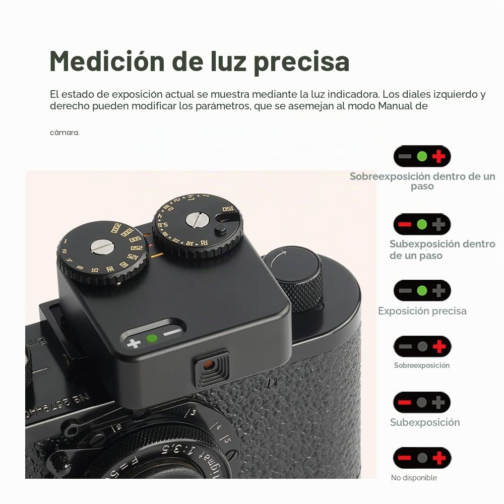TTArtisan Medidor de luz II Generación Upgrade Dos Diales Medidor de luz para fotografía con Soporte de Zapata fría Compatible con Varias cámaras (Aluminio Negro)