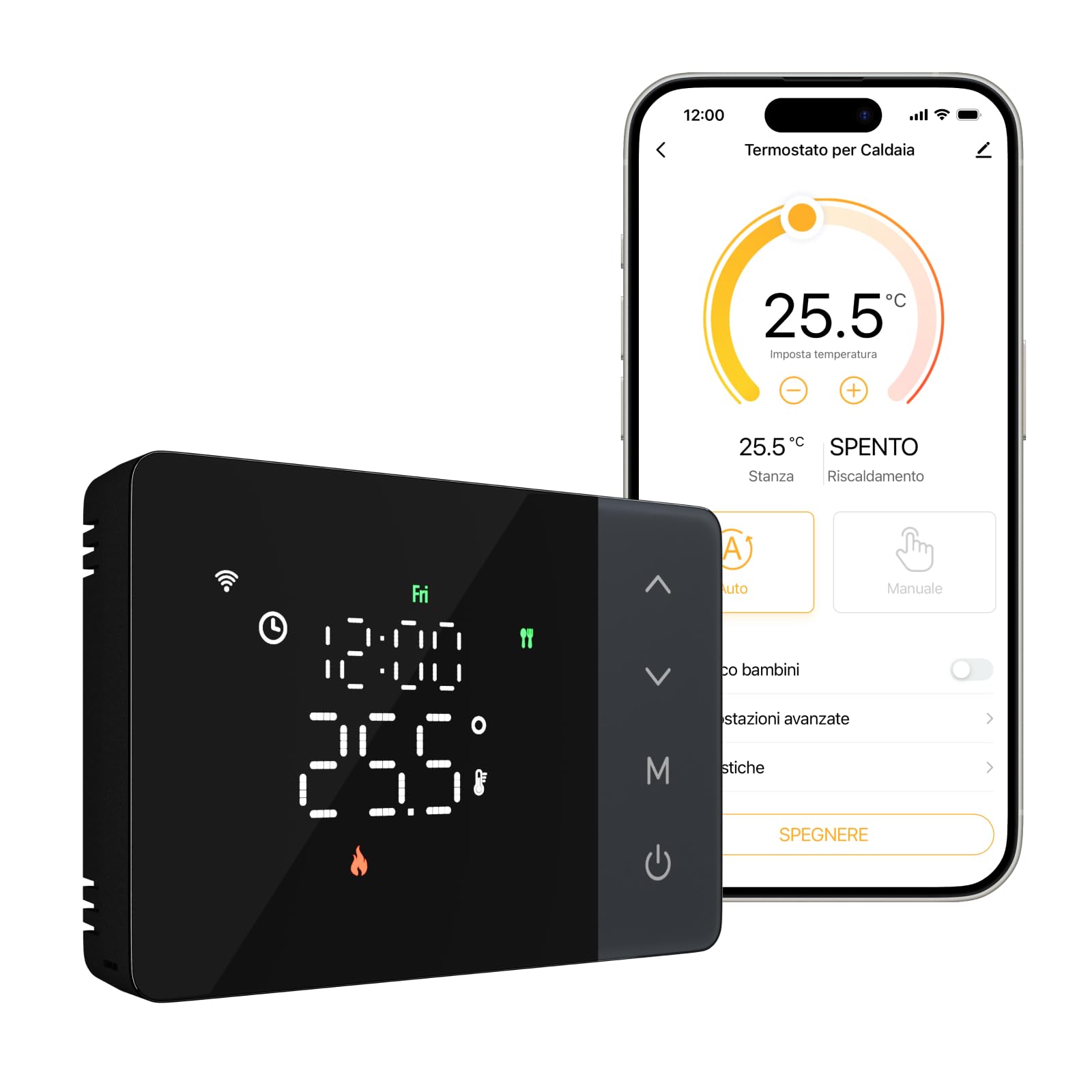 Cronotermostato WiFi a Batteria EZAIoT – Caldaia Gas, Scatola 502/503, Programmazione 7×6, NO/NC, 2.4GHz, Controllo Vocale Alexa/Google, Tuya APP, Nero