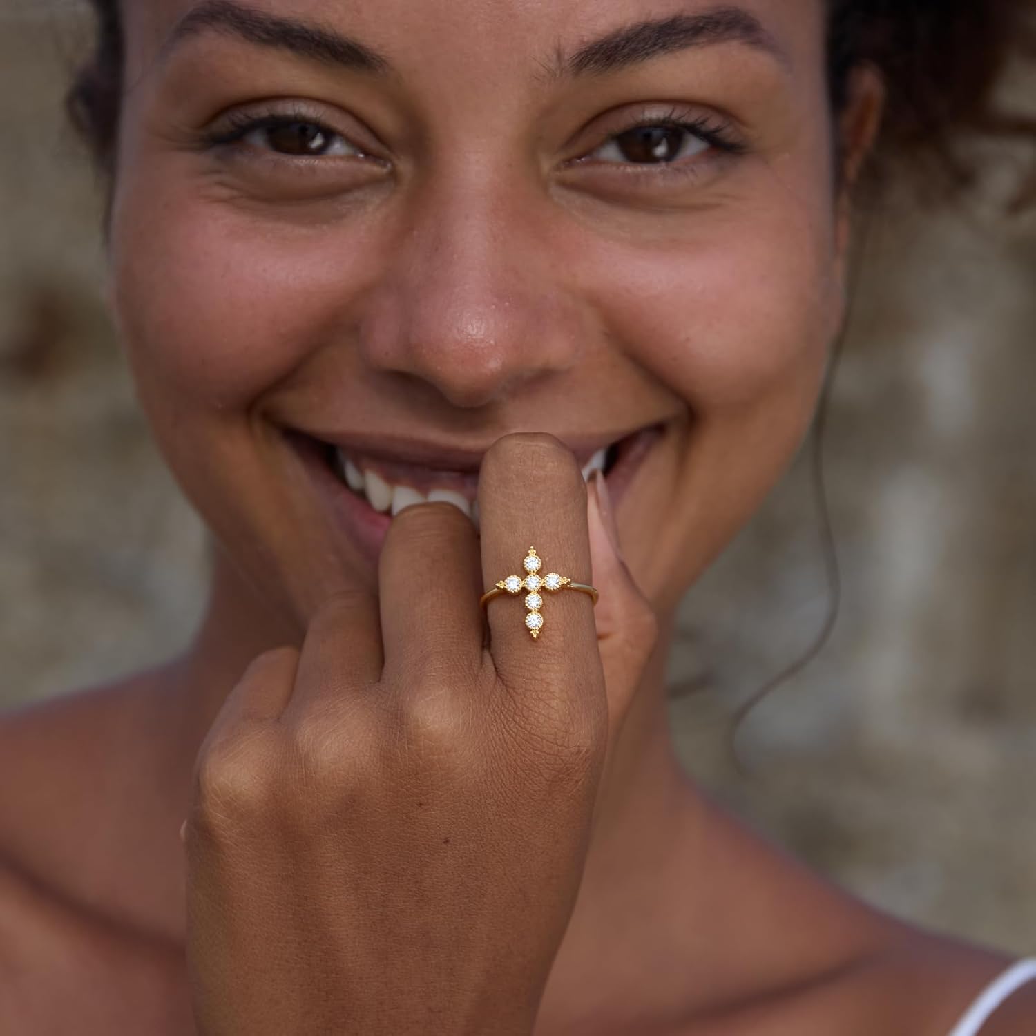 STORYJEWELLERY Cross Rings for Women, Purity Ring, Gold Plated Christian Rings for Women, Dainty Thin Ring, Religious Jewelry, Confirmation and Baptism Gifts - Image 3