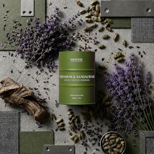 Image of M&SENSE Cardamom Santalwood Scented Soy Candles, 11.3 oz