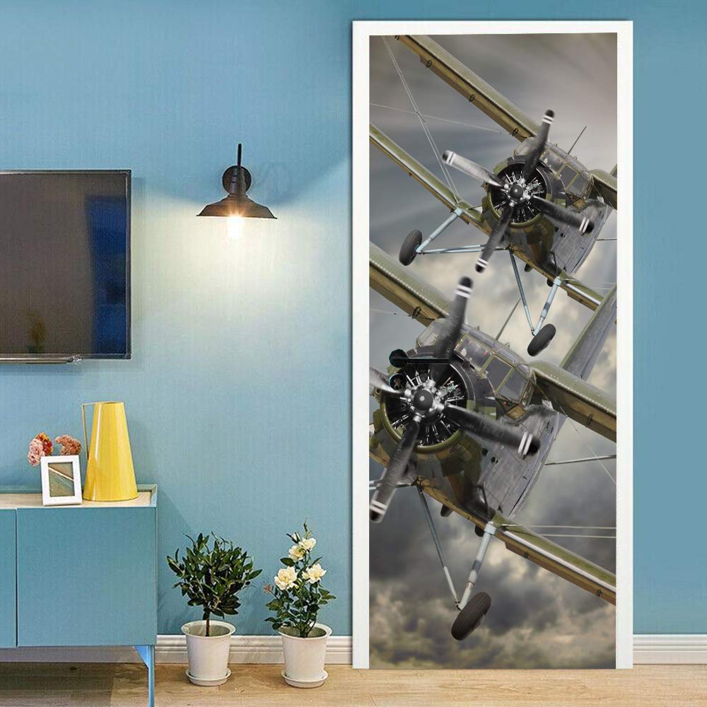Sticker de porte trompe l'oeil drone papier peint amovible autocollants escaliers 88x200cm