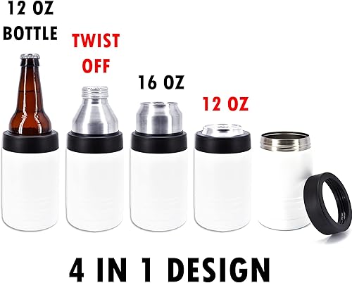 Miniatura 3 de Clear Water Home Goods - Enfriador de bebidas de acero inoxidable de doble pared aislado al vacío de 12 onzas - Revestimiento en polvo blanco -