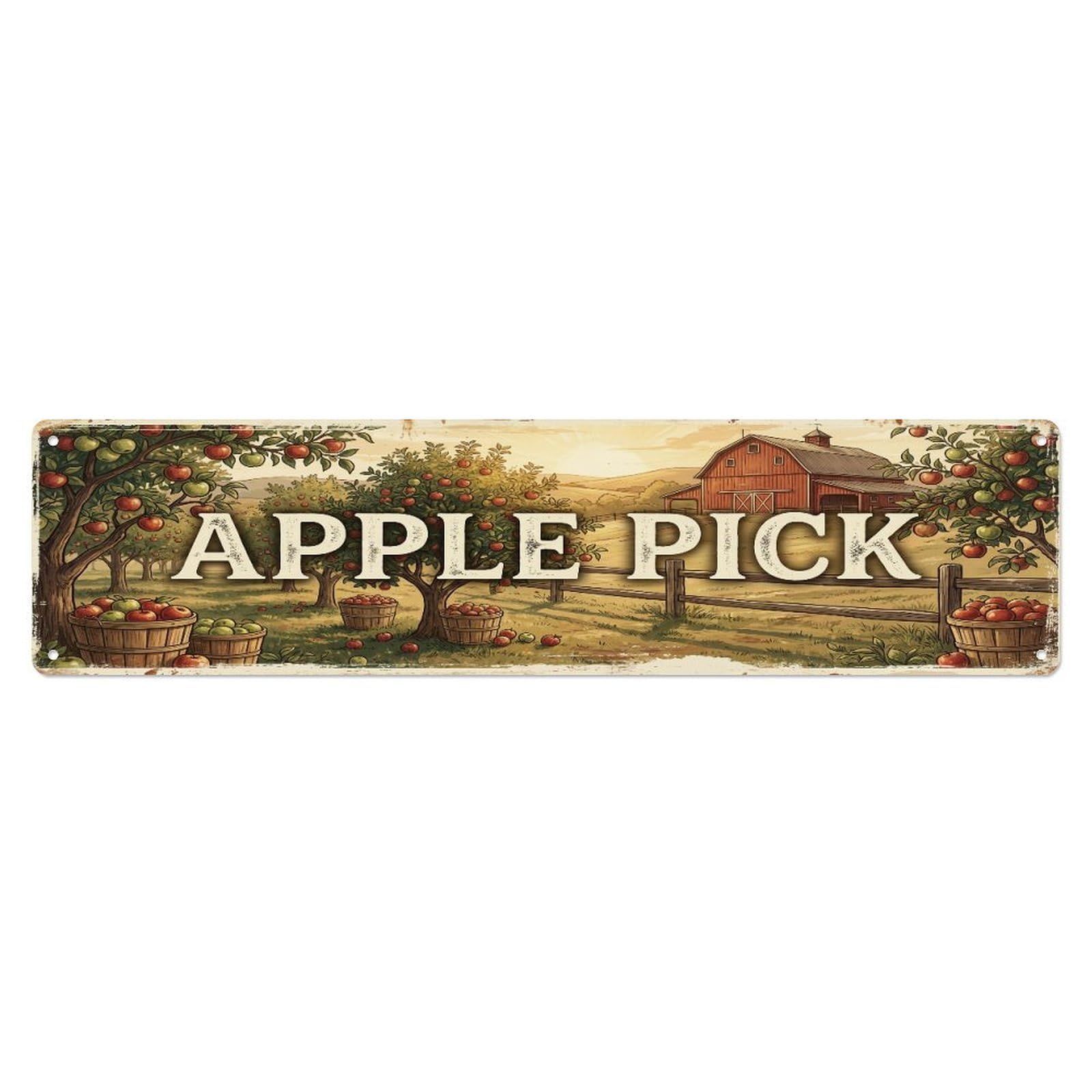 Xanthor Style Metal Tin Sign Vintage Yard Apple Farmhouse Funny Fruit Backyard Farm