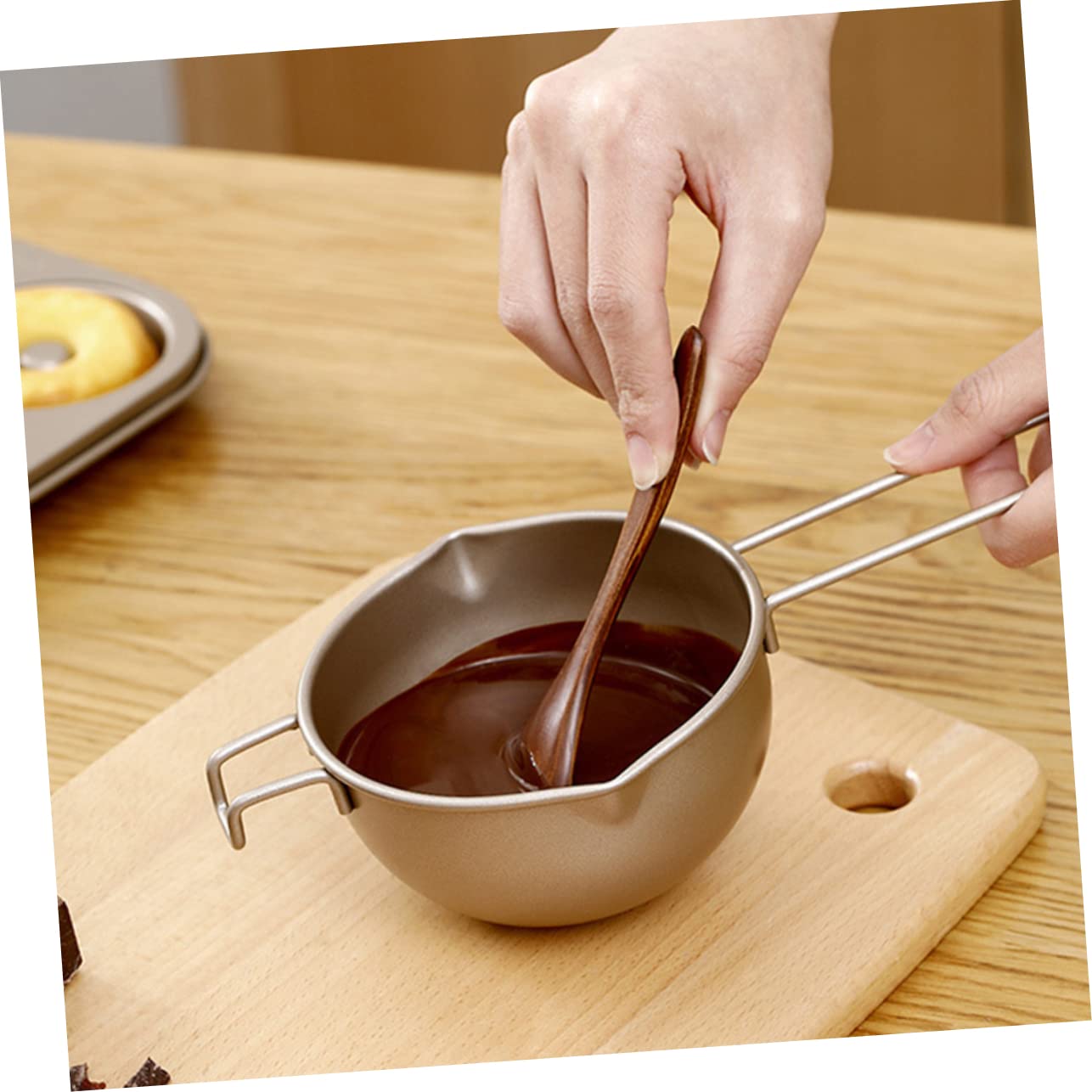 Garneck Melting Chocolate Candy Melts Professional Baking Melt Bowl with Handle Derretidor De Chocolate Melting Pot for Butter